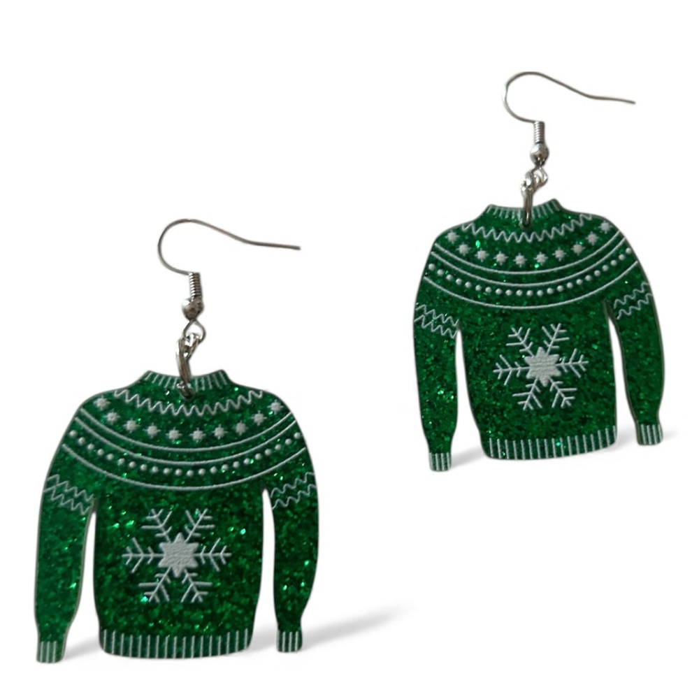 Jeweled Fantasy Fun Ugly Christmas Sweater Earrings